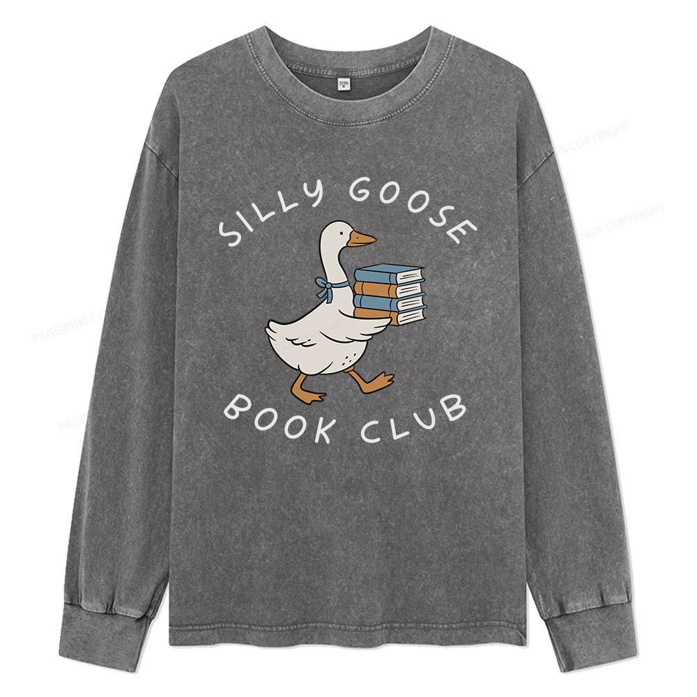 Pagewings Silly Goose Book Club Unisex Washed Long Sleeve T-shirt