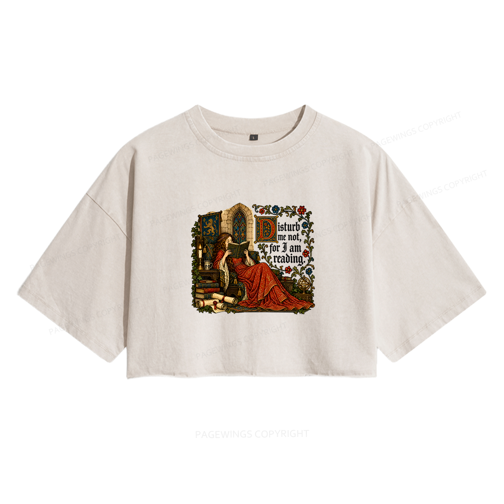 Pagewings Medieval Reading Women's Washed Cropped T-shirt