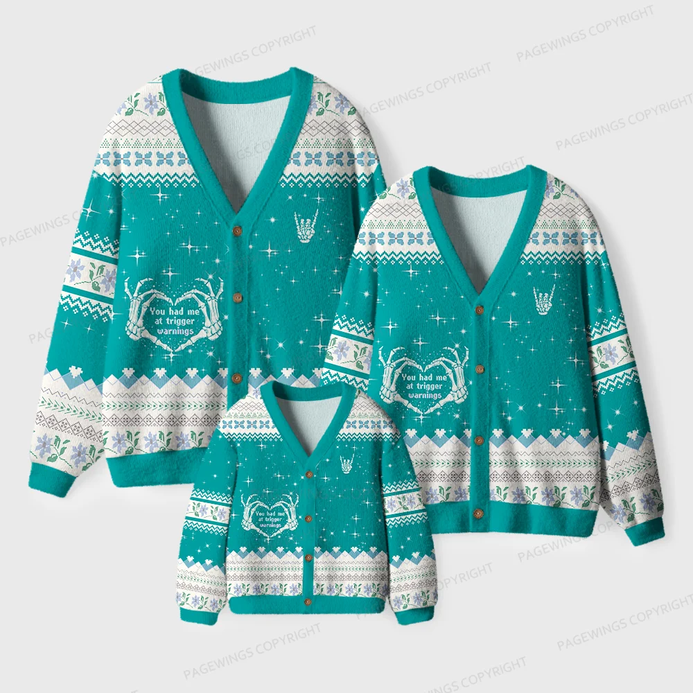 Pagewings You Had Me At Trigger Warnings Unisex Ugly Cardigan Sweaters
