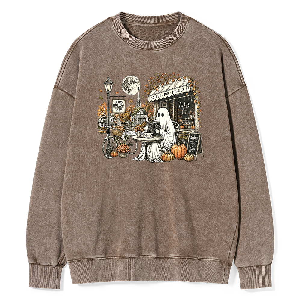 Pagewings Stars Hollow Ghost Unisex Washed Sweatshirt