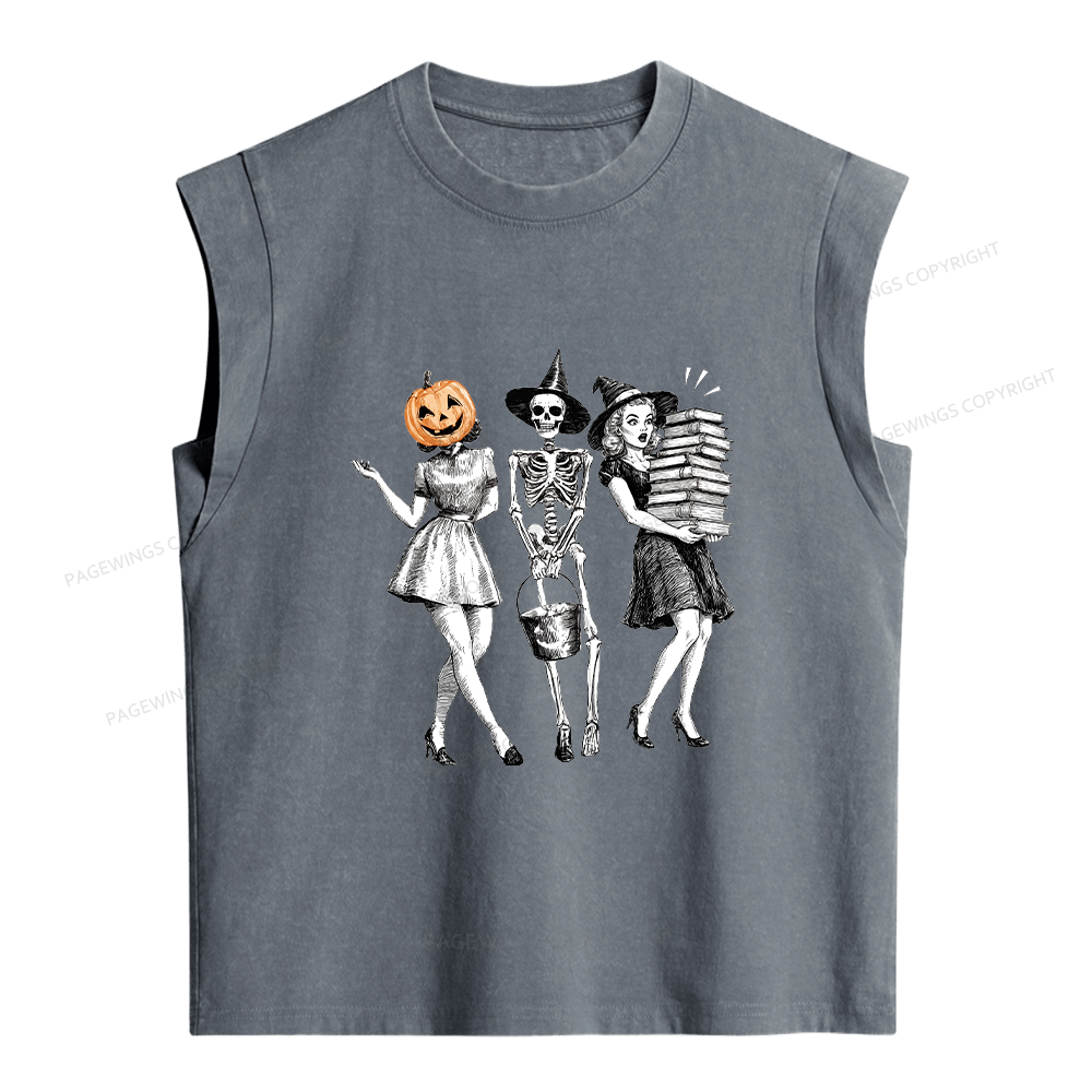 Pagewings Spooky Girl Squad Women's Washed Tank Top