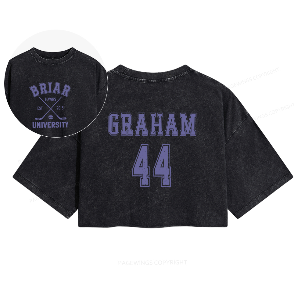 Pagewings Hockey Romance Women's Washed Cropped T-shirt