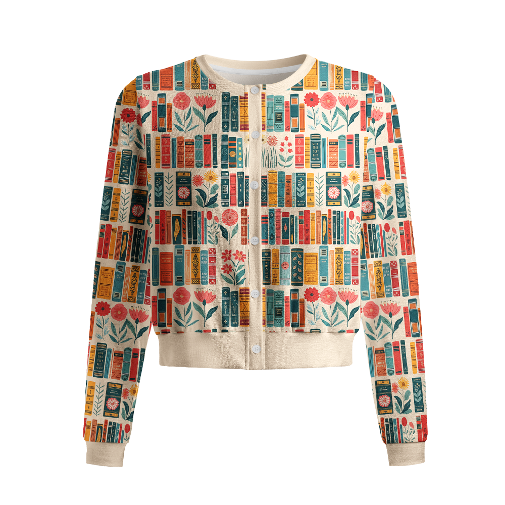 Pagewings Bookish Vibe Crew Neck Cardigan Sweaters