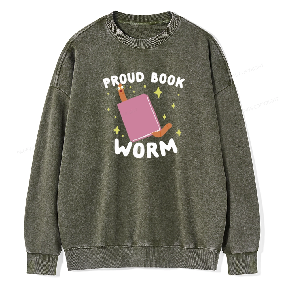 Pagewings Proud Book Worm - Book lover Unisex Washed Sweatshirt