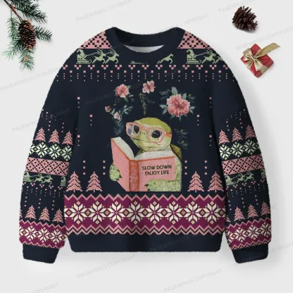 Pagewings Slow Down Enjoy Life Unisex Ugly Knit Sweatshirt
