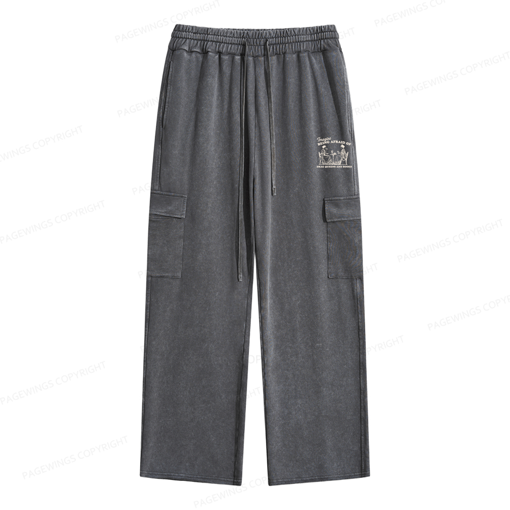 Pagewings Drag Queens Unisex Washed Cargo Sweatpants