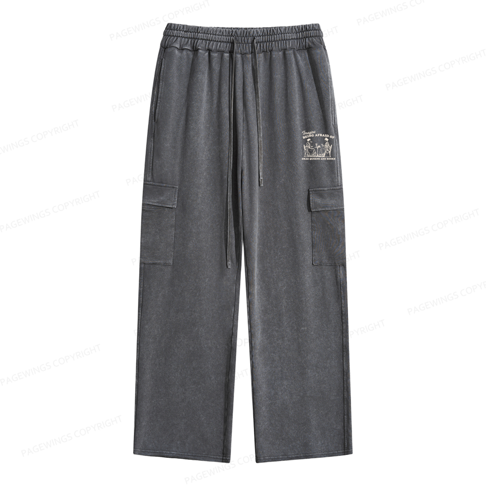 Pagewings Drag Queens Unisex Washed Cargo Sweatpants