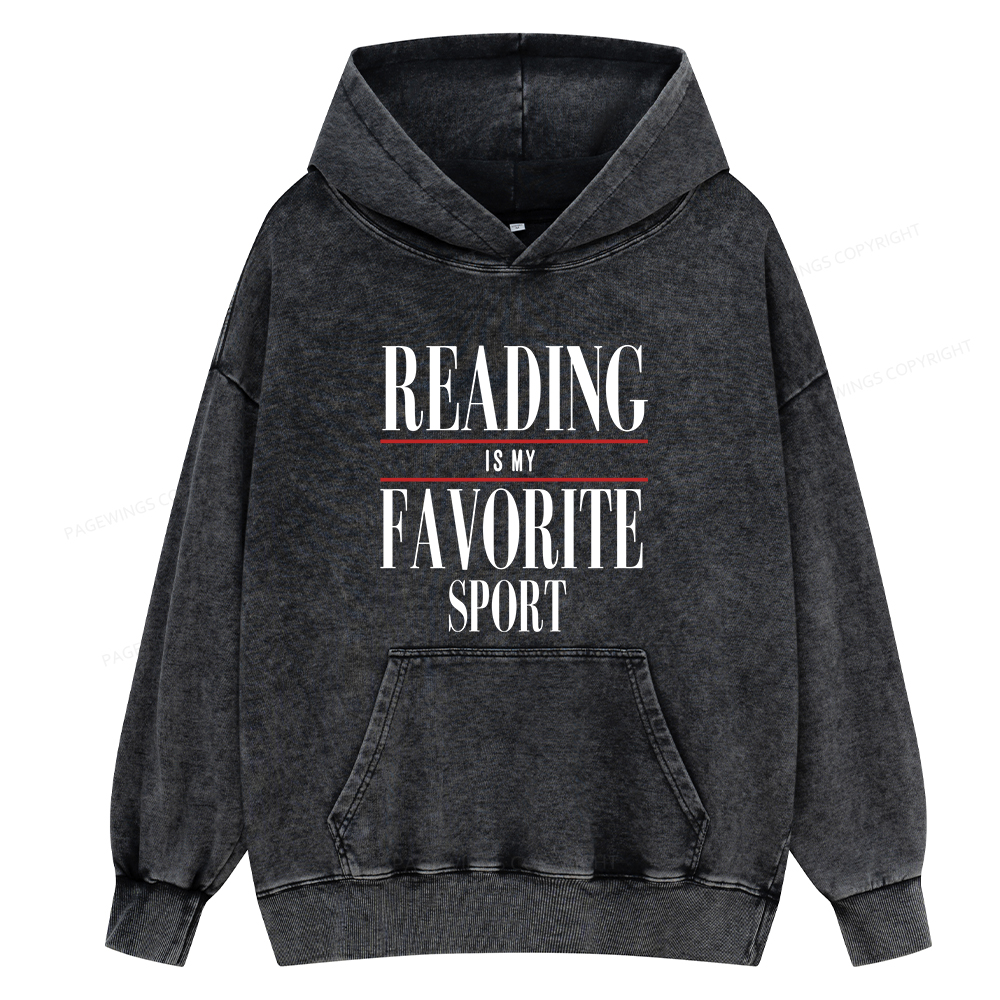 Pagewings Reading Is My Favorite Sport Unisex Washed Hoodie