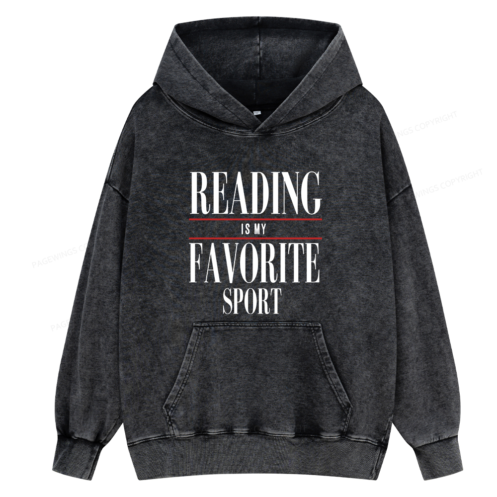 Pagewings Reading Is My Favorite Sport Unisex Washed Hoodie
