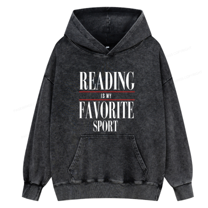 Pagewings Reading Is My Favorite Sport Unisex Washed Hoodie
