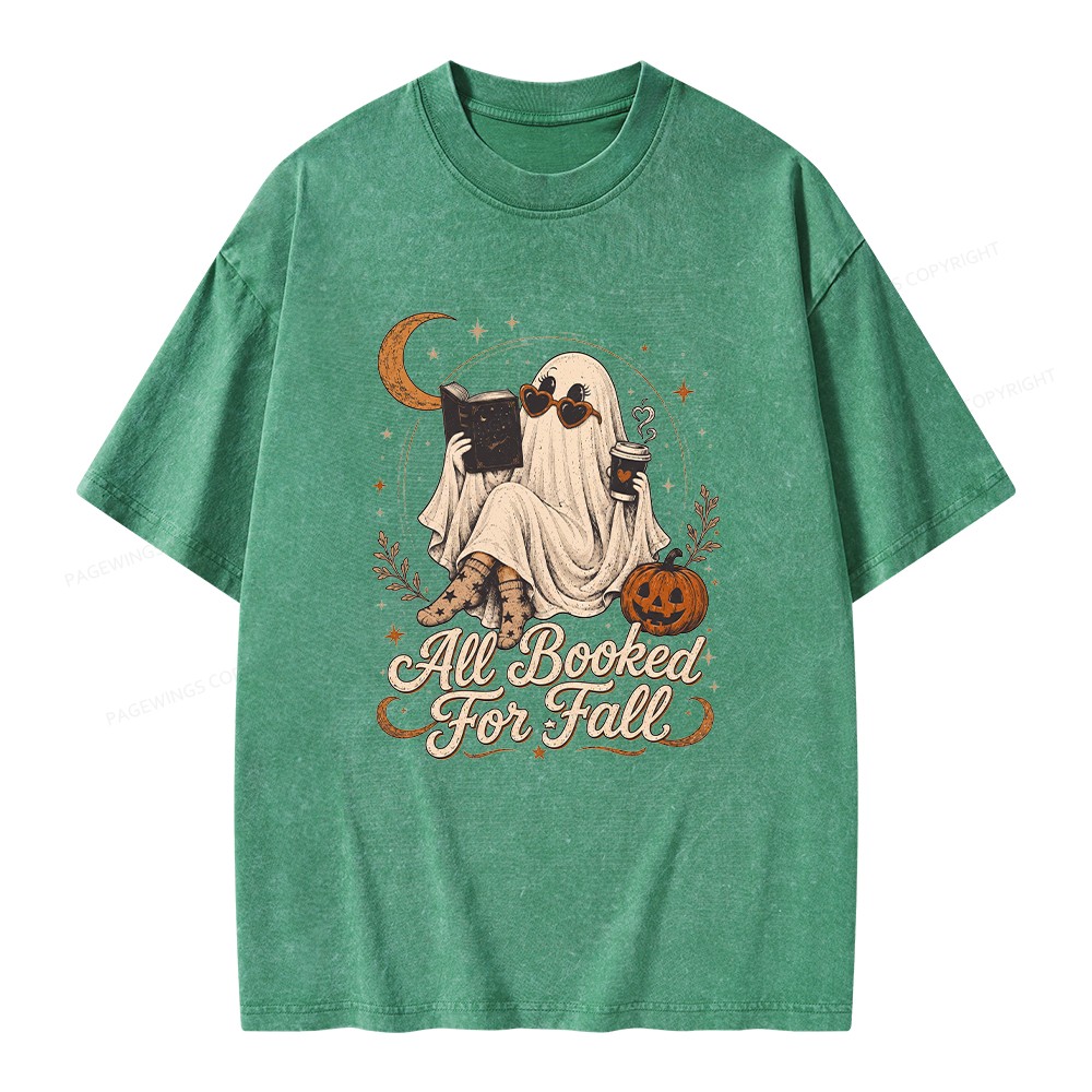 Pagewings Ghost All Booked For Fall Unisex Washed T-shirt