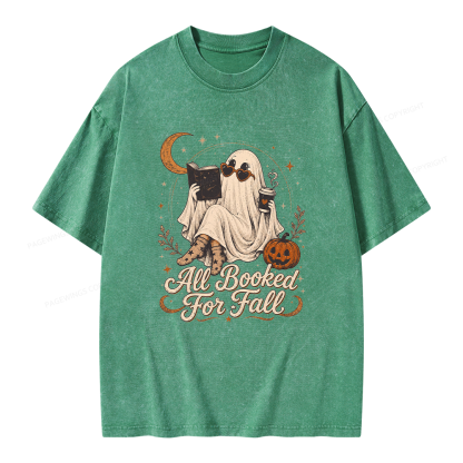 Pagewings Ghost All Booked For Fall Unisex Washed T-shirt