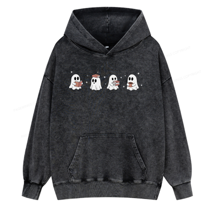 Pagewings Bookish Ghost Unisex Washed Hoodie