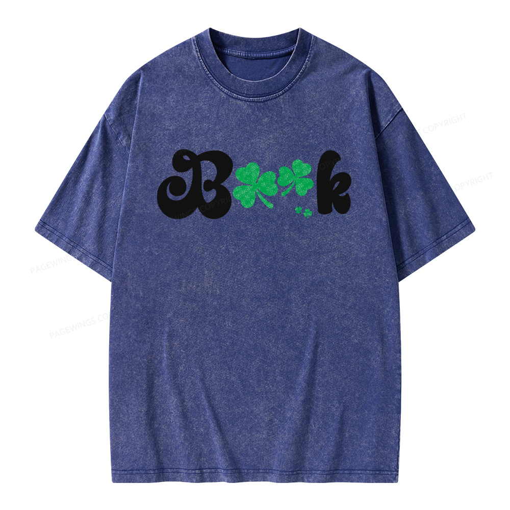 Shamrock Book St Patricks Day Unisex Washed T-shirt
