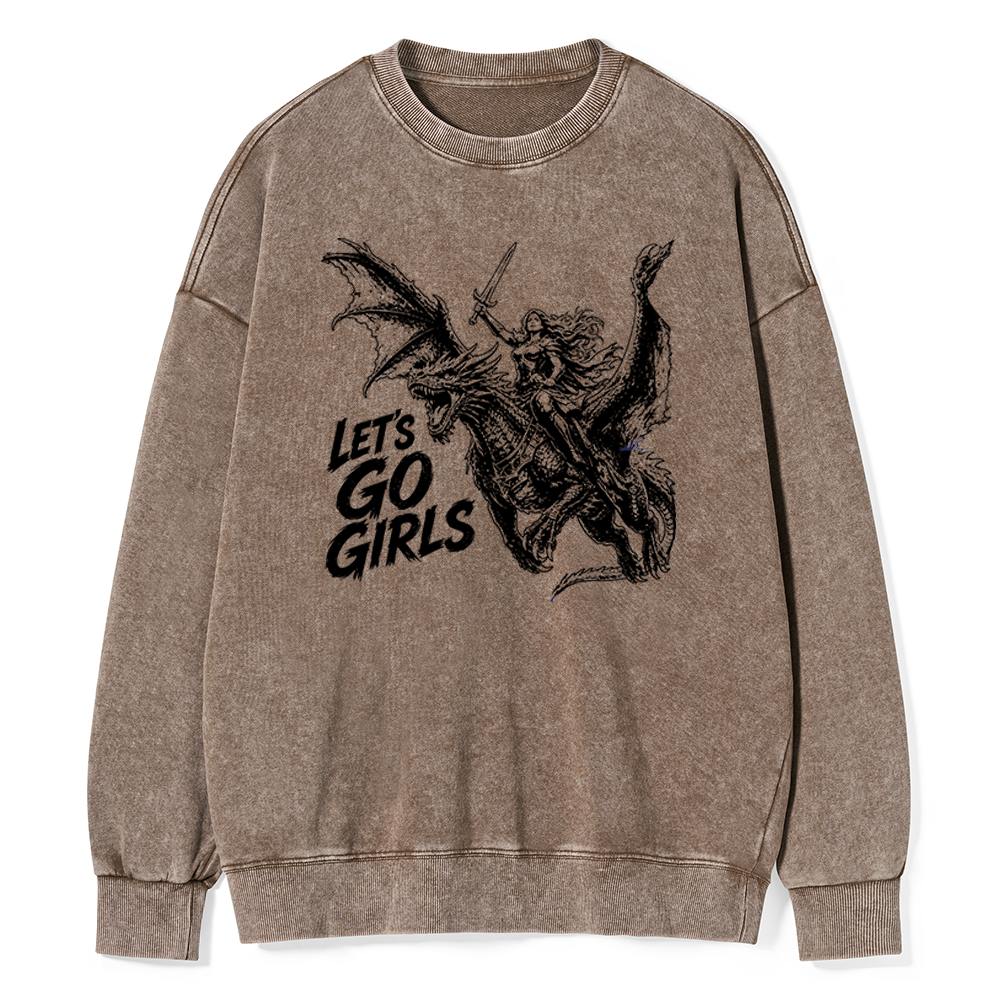 Pagewings Woman Dragon Rider Unisex Washed Sweatshirt