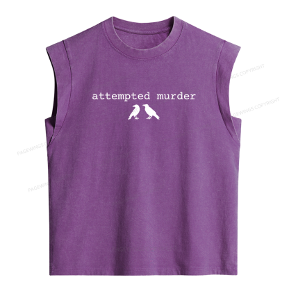 Pagewings Attempted Murder Crow Women's Washed Tank Top