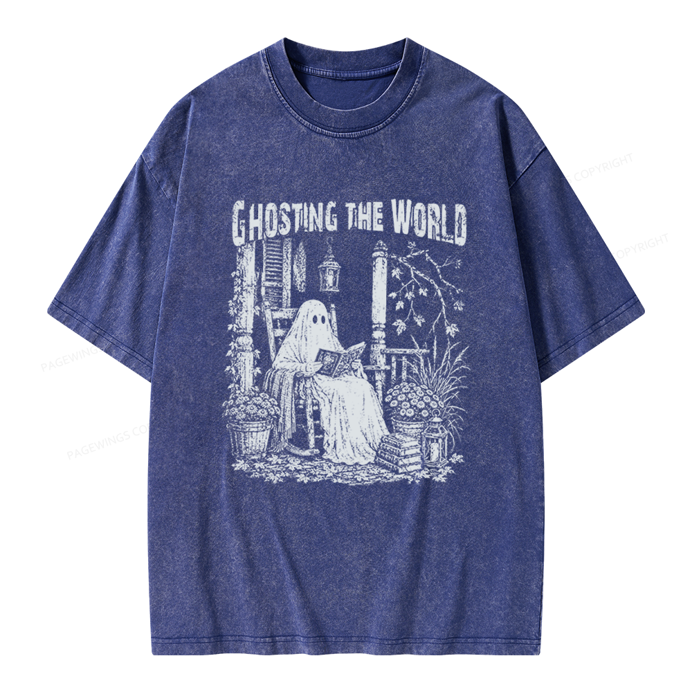 Pagewings Ghosting The World Unisex Washed T-shirt
