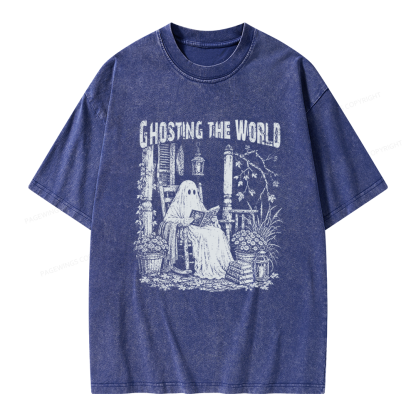 Pagewings Ghosting The World Unisex Washed T-shirt