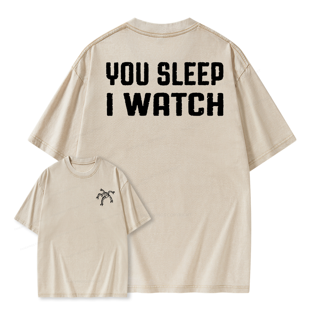Pagewings You Sleep I Watch Unisex Washed T-shirt