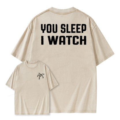 Pagewings You Sleep I Watch Unisex Washed T-shirt