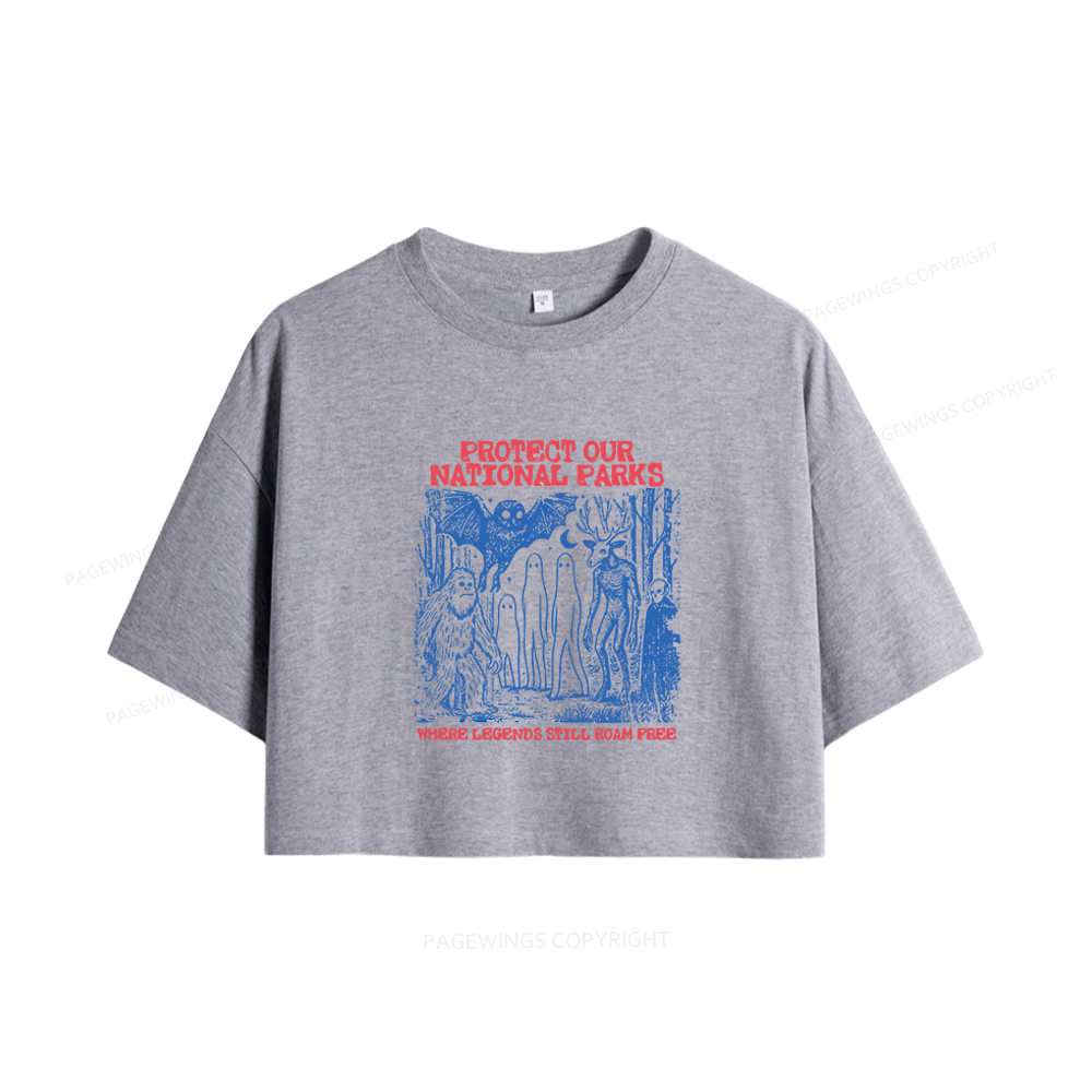 Pagewings Protect Our Parks Vintage Camping Women Crop Tops