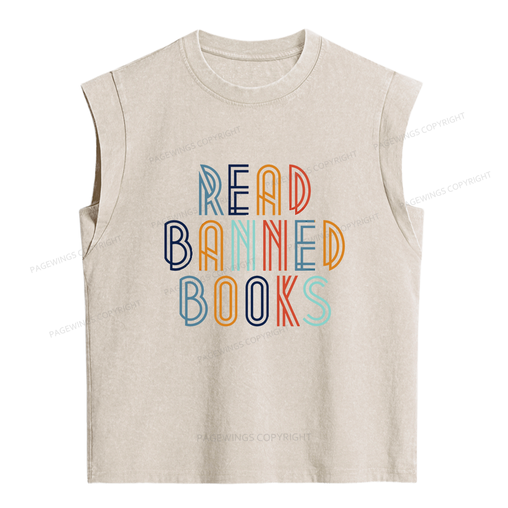 Pagewing Read Banned Books Women's Washed Tank Top