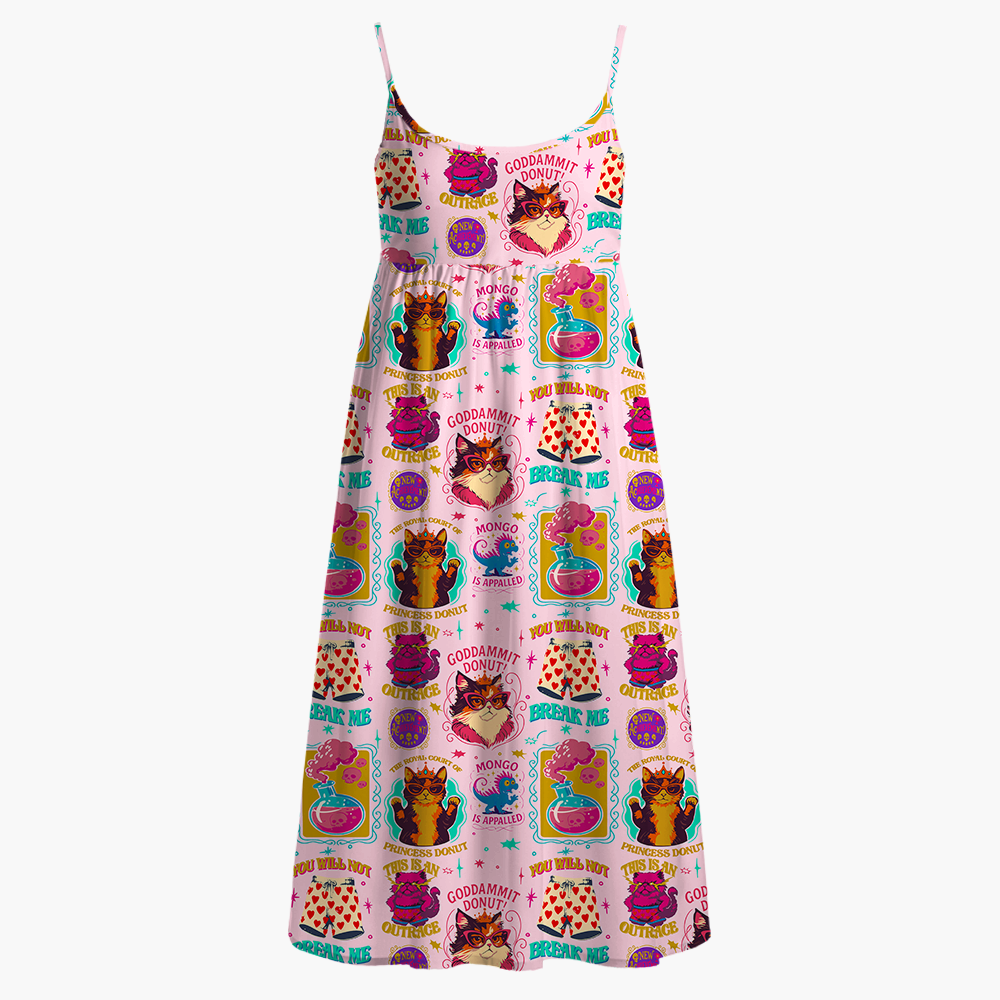 Pagewings Sci-Fi Book Lover Printed Spaghetti Strap Midi Sundress