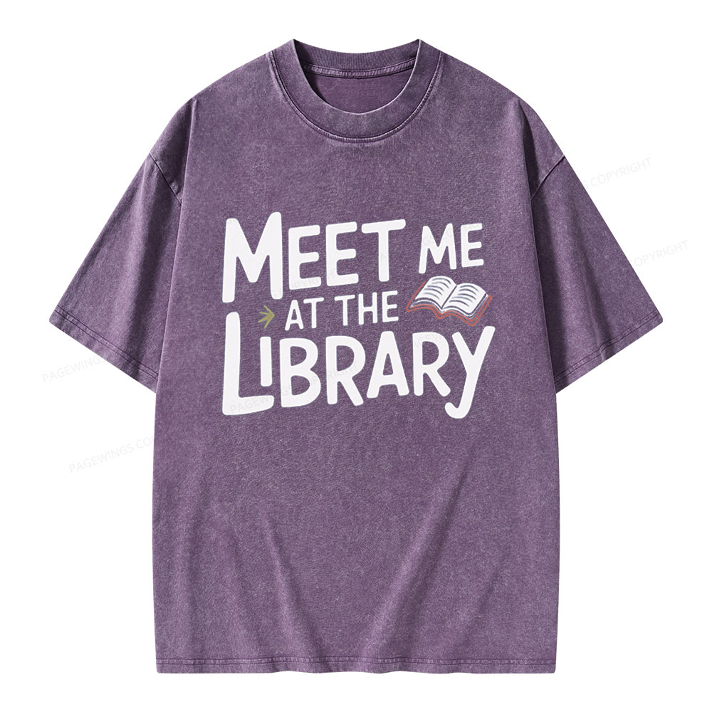 Pagewings Meet Me At The Library  Unisex Washed T-shirt