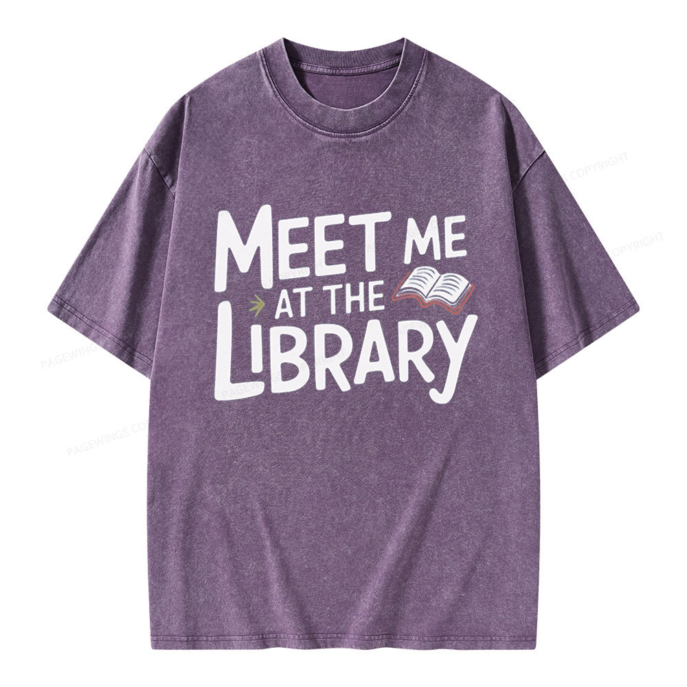 Pagewings Meet Me At The Library  Unisex Washed T-shirt