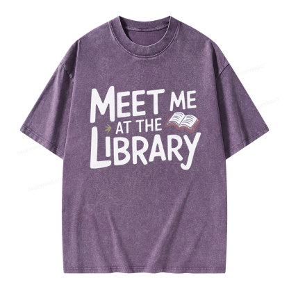 Pagewings Meet Me At The Library  Unisex Washed T-shirt