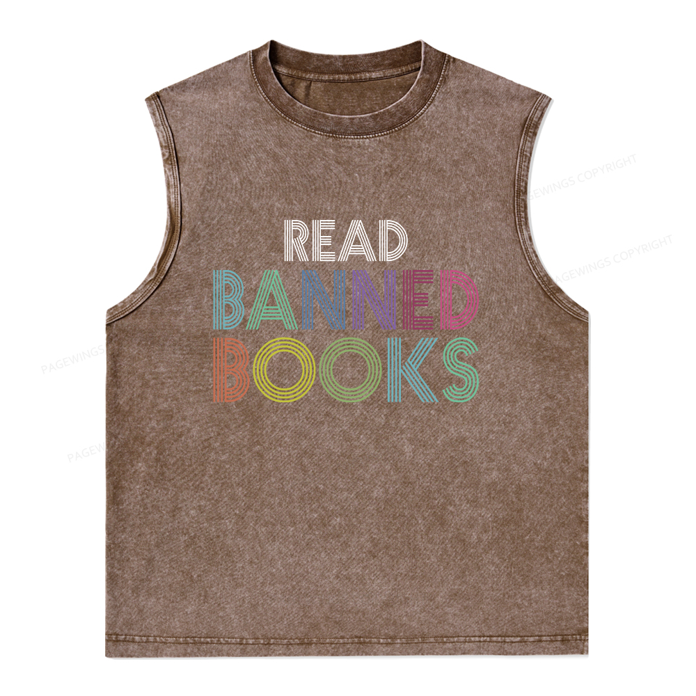 Pagewings Read Banned Books Shirt Unisex Washed Tank Top