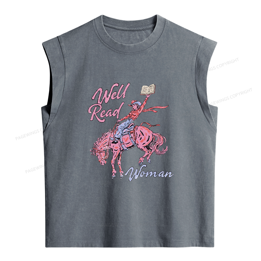 Pagewings Well Read Woman Women's Washed Tank Top
