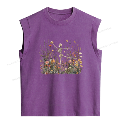 Pagewings Skeleton Reading Women's Washed Tank Top