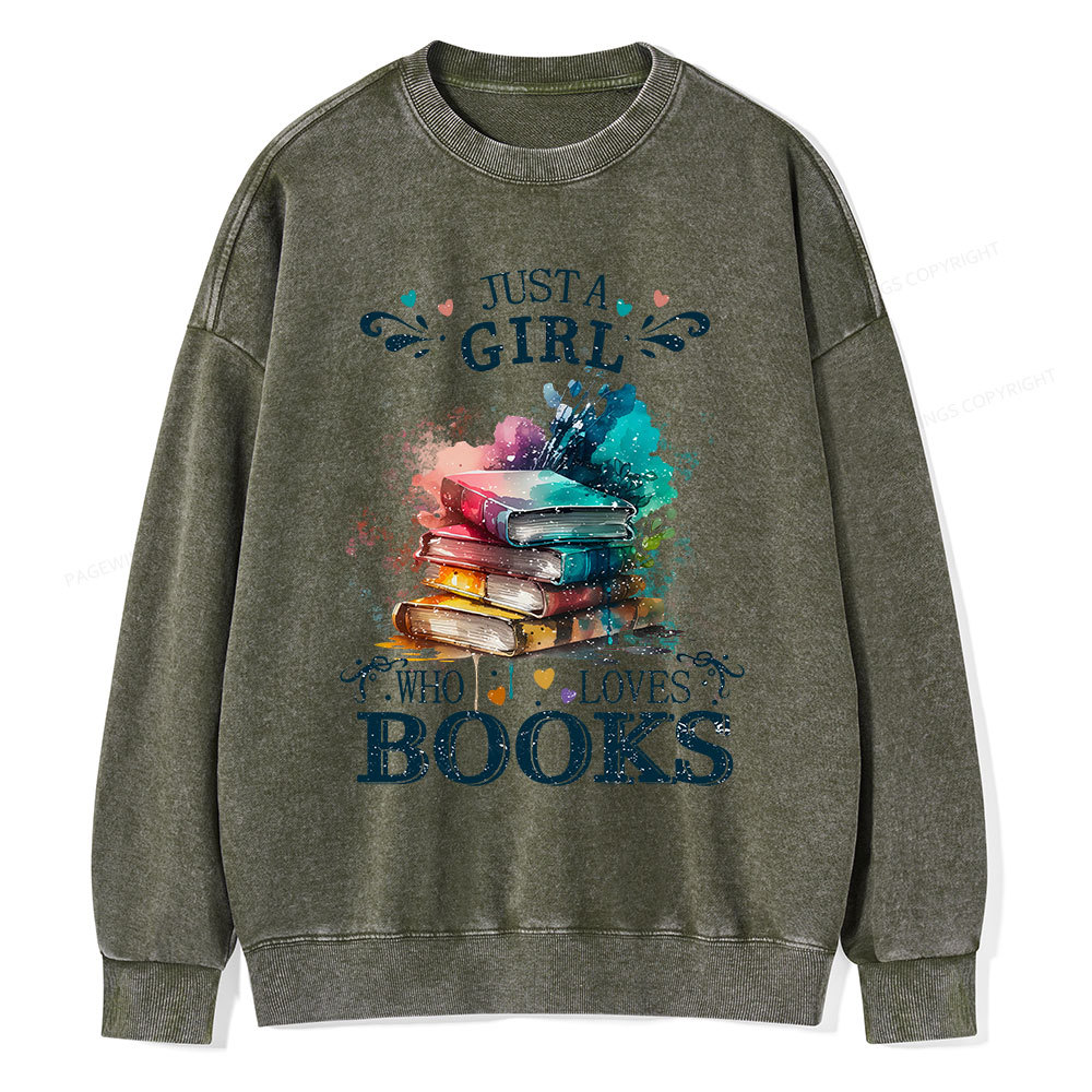 Pagewings Who Loves Books Unisex Washed Sweatshirt