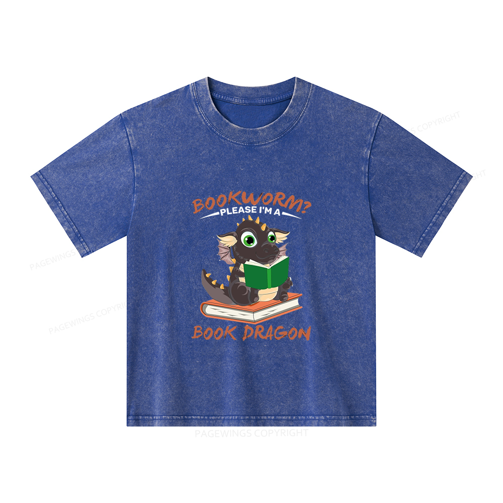 Pagewings Book Dragon Unisex Kids Washed T-shirt