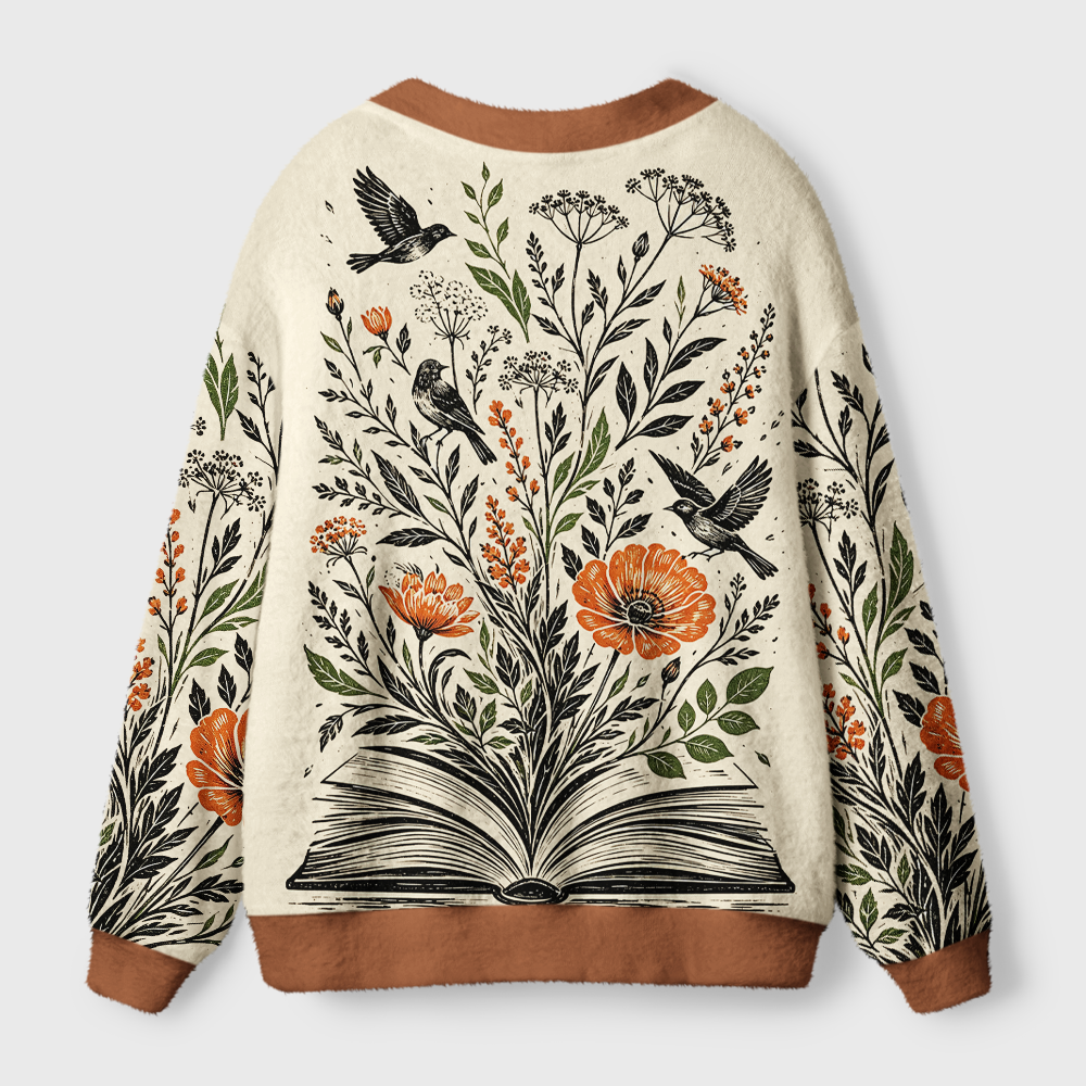 Pagewings Bookish Crow Light Knit Unisex Cardigan Sweaters