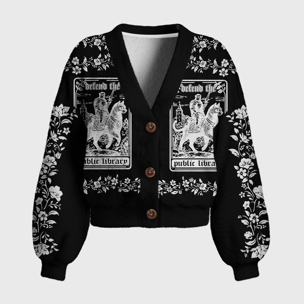 Pagewings Defend Your Local public library Women's Cardigan Sweater