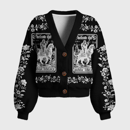 Pagewings Defend Your Local public library Women's Cardigan Sweater