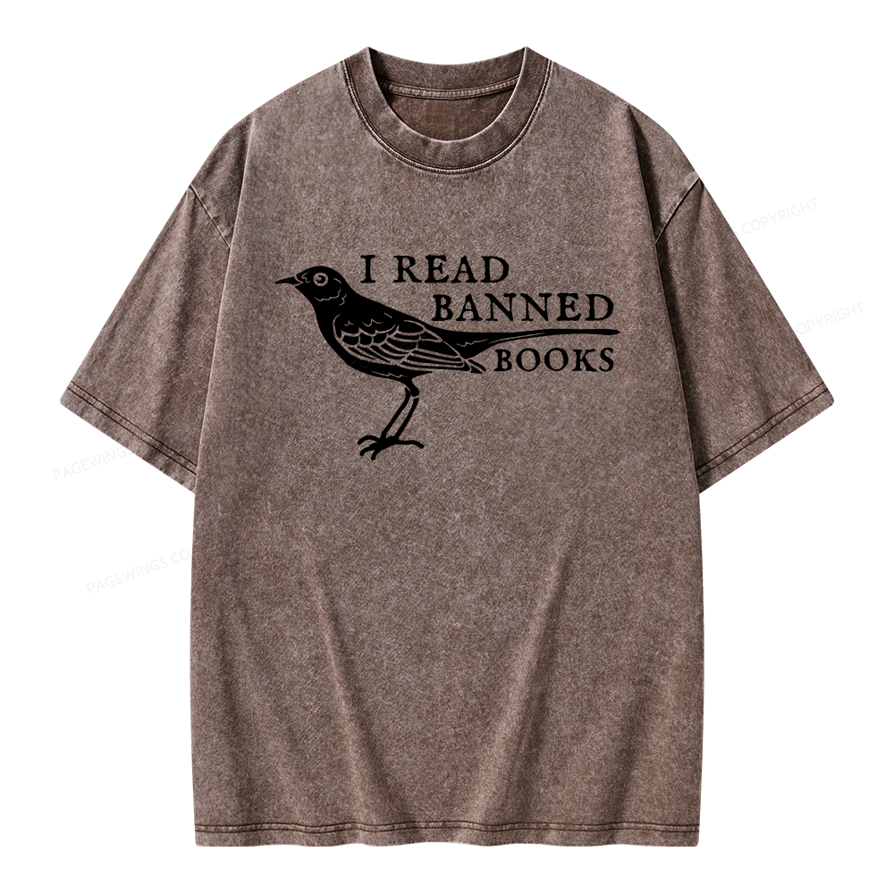 Pagewings Read Banned Books Unisex Washed T-shirt