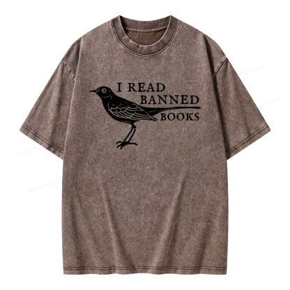 Pagewings Read Banned Books Unisex Washed T-shirt