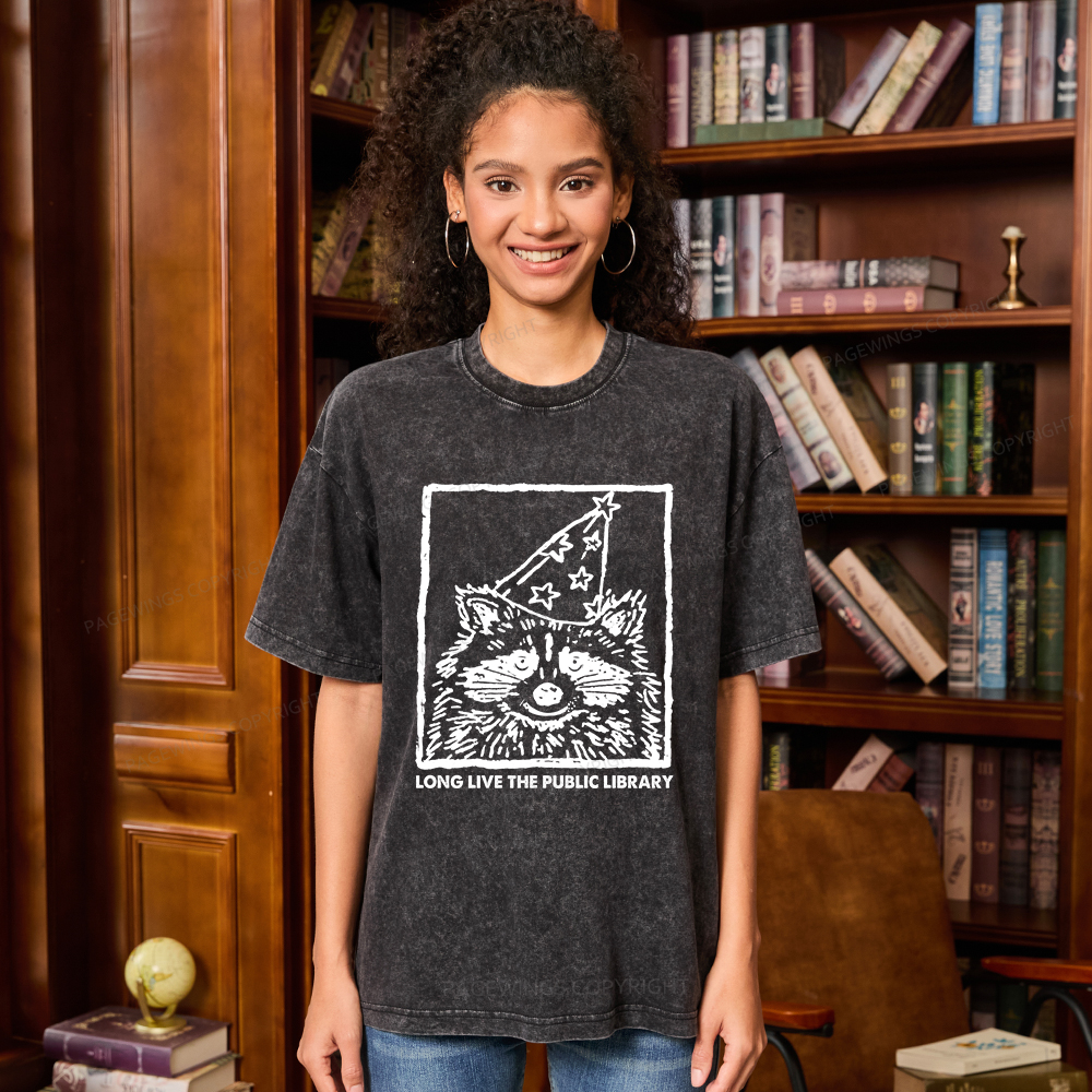 Pagewings Long Live The Public Library Unisex Washed T-shirt