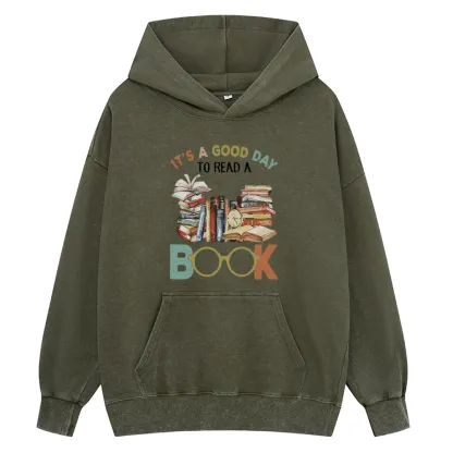 Pagewings It’s a Good Day to Read a Book Unisex Washed Hoodie