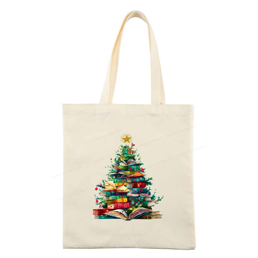 Pagewings Christmas Book Tree Tote Bag