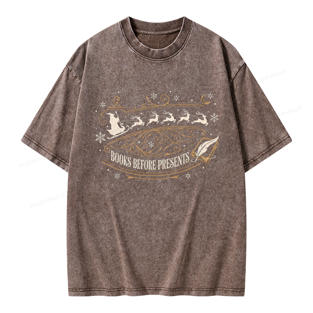Pagewings Books Before Presents Unisex Washed T-shirt