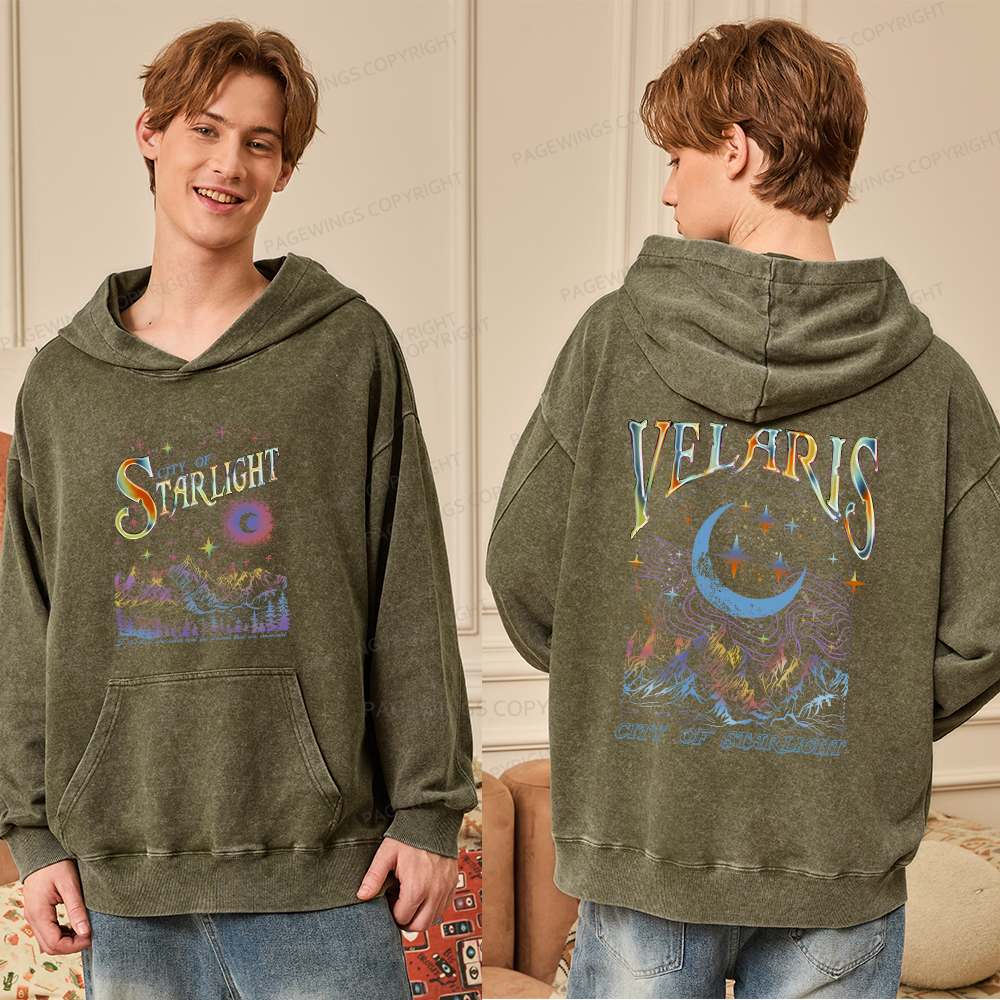 Pagewings Velaris City Of Starlight ACOTAR Two-Sided Unisex Washed Hoodie