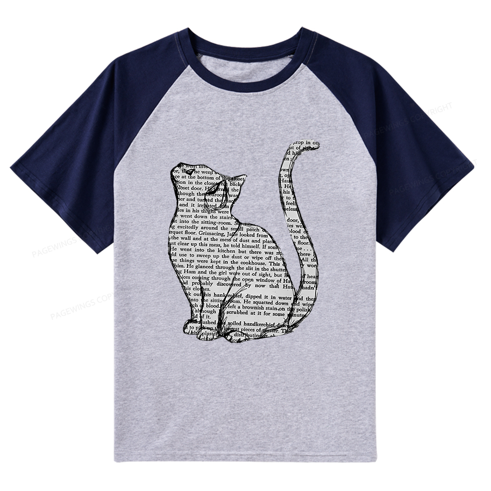 Pagewings Lots Of Books And Cute Cats Raglan T-shirt
