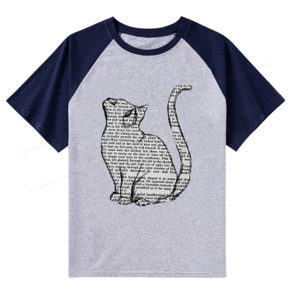 Pagewings Lots Of Books And Cute Cats Raglan T-shirt