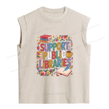 Pagewings Support Public Libraries Women's Washed Tank Top