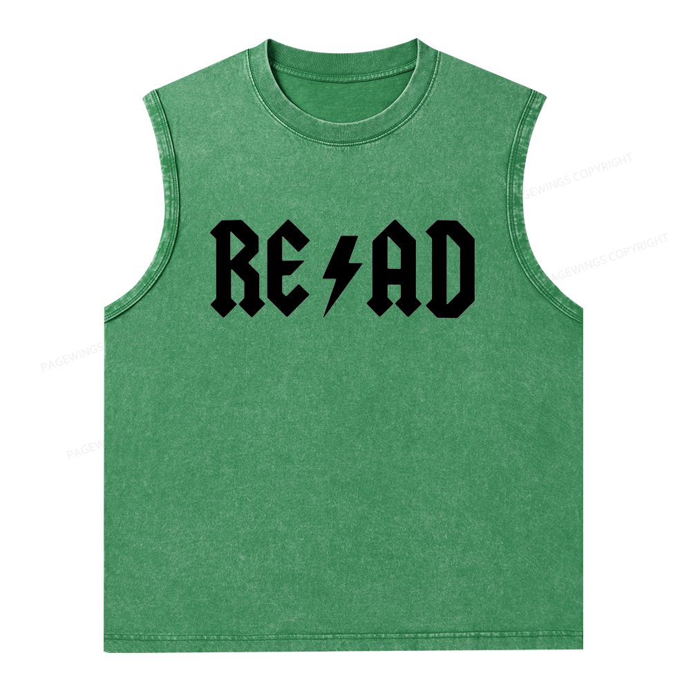 Pagewings Read Back In The Library "rock And Roll" Unisex Washed Tank Top