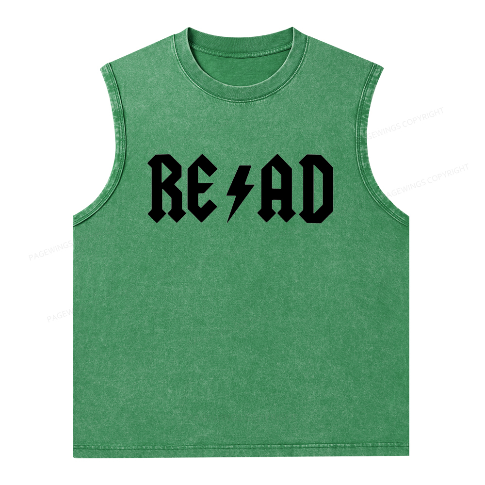 Pagewings Read Back In The Library "rock And Roll" Unisex Washed Tank Top